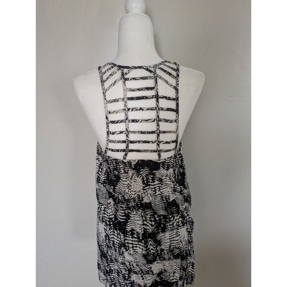 RVCA Tank Womens XS Cage Racerback Black Abstract Print Boho Festival Summer - Picture 2 of 9